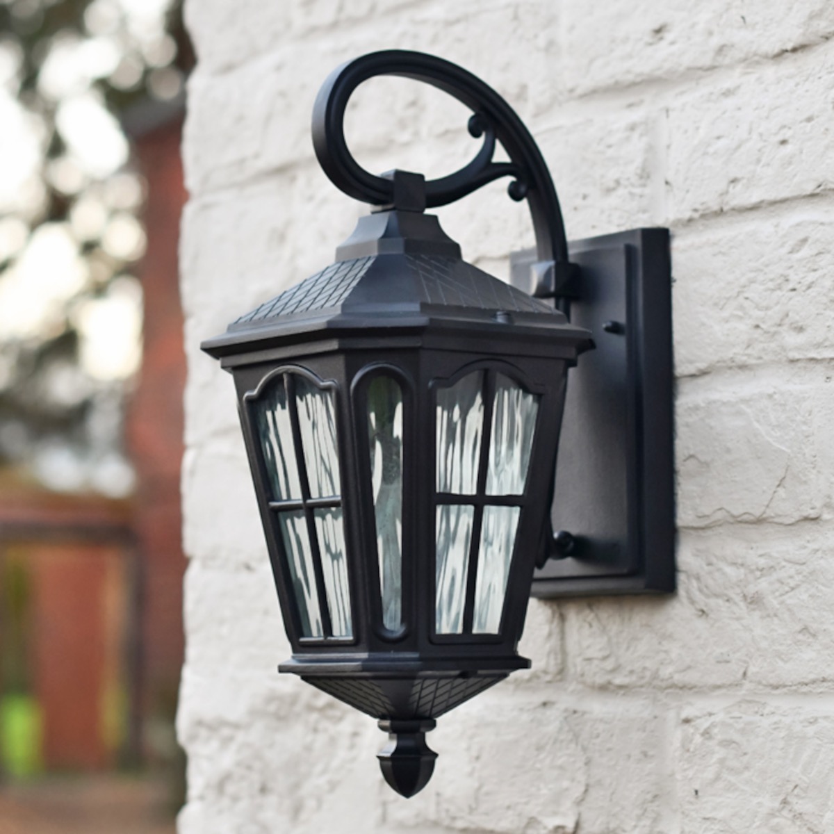 Classic Cross Hatch Black "Helston" Wall Lantern (Clearance)