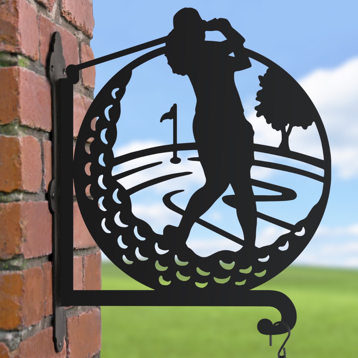 Female Golfer Hanging Basket Bracket