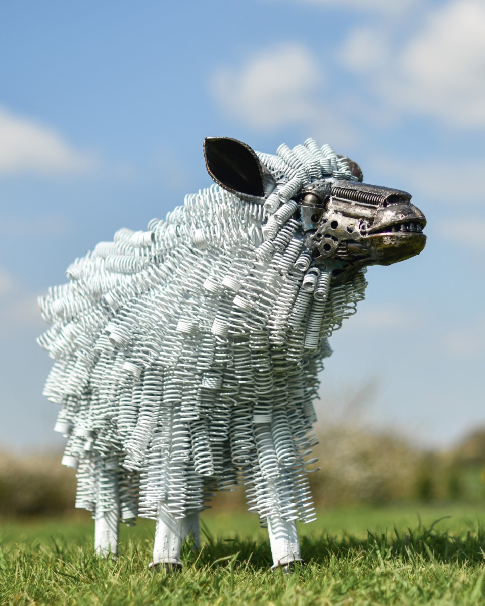"Maisy" Bed Spring White Sheep Garden Sculpture