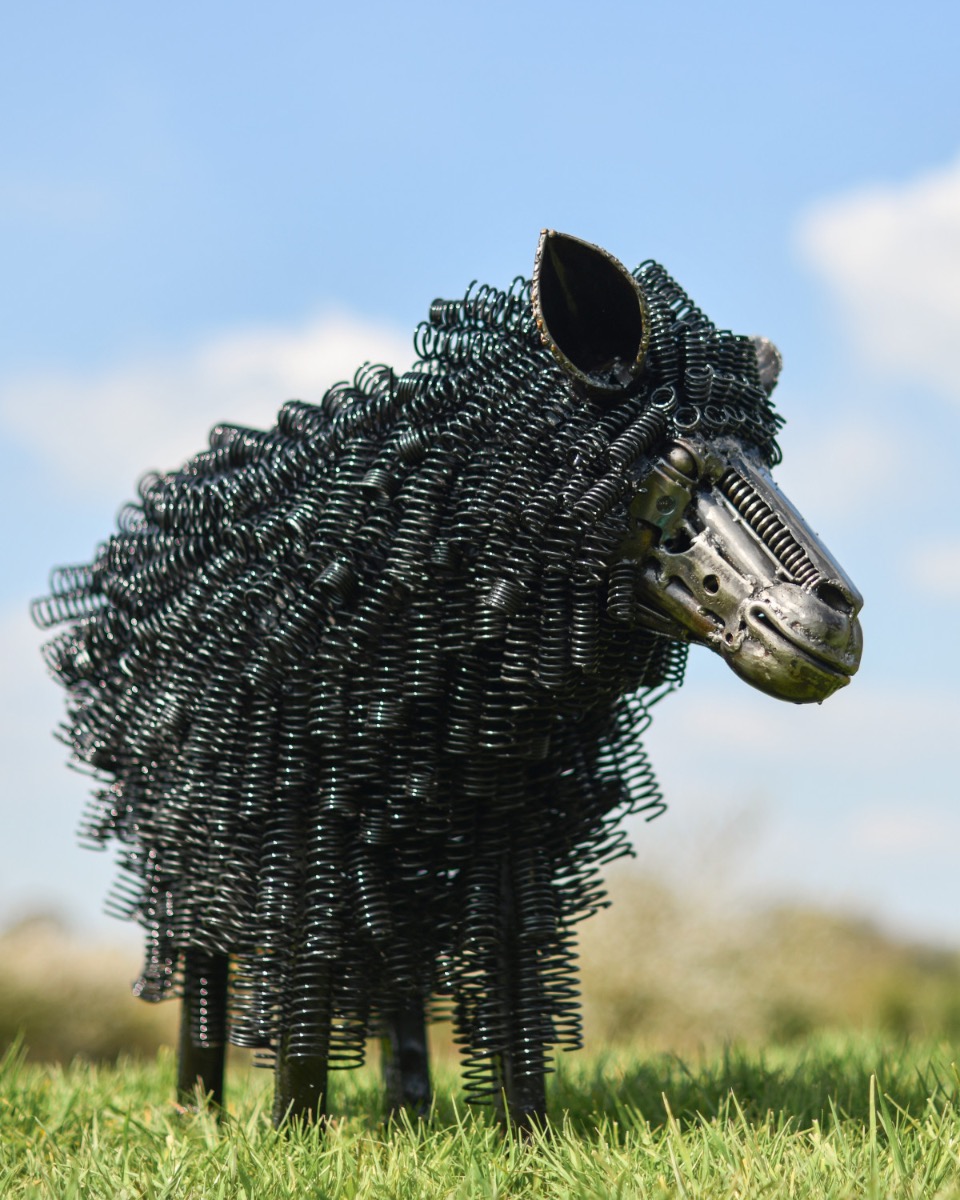 "Monica" Bed Spring Black Sheep Garden Sculpture