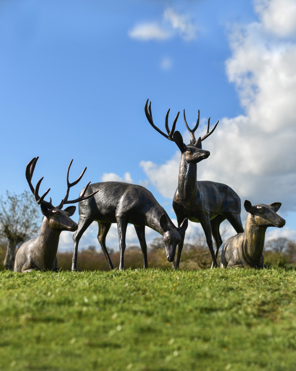 Recycled Cast Aluminium Herd 'Rangale' of Deer