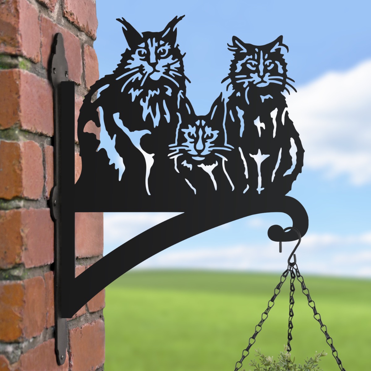 Trio Of Cats Hanging Basket Bracket