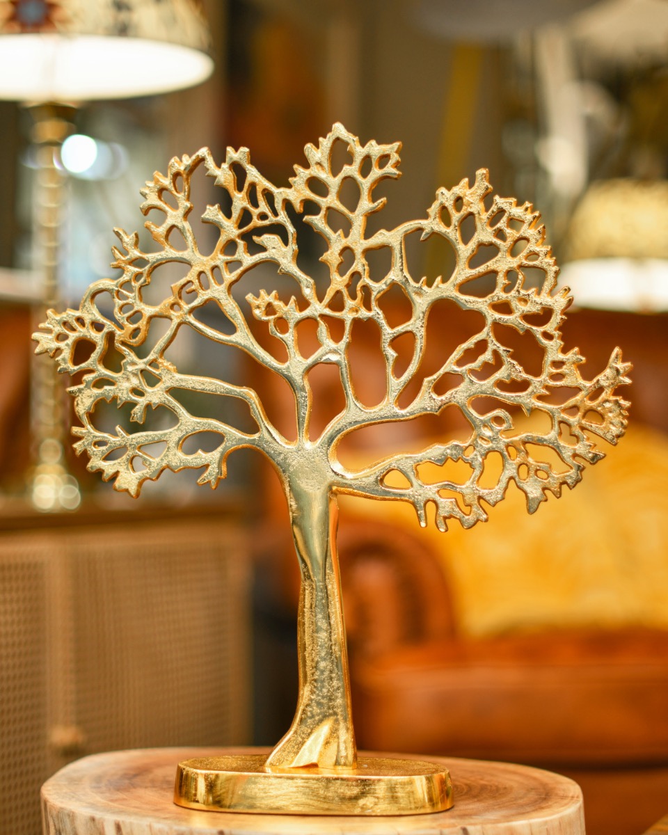 Antique Gold Tree Of Life "Coeden" Sculpture - 43cm