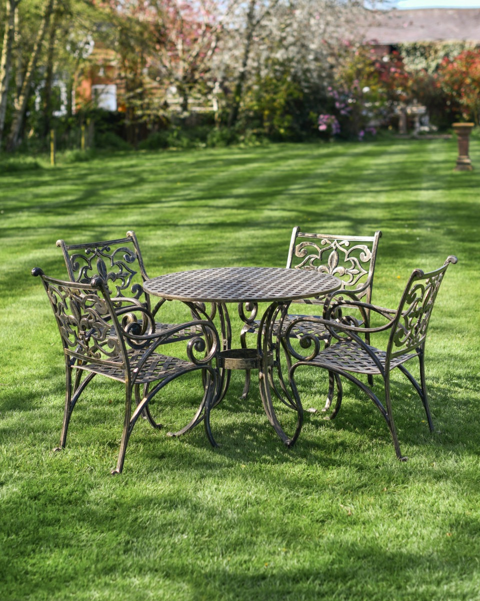 Brushed Gold "Marseille" Table & Chair Set