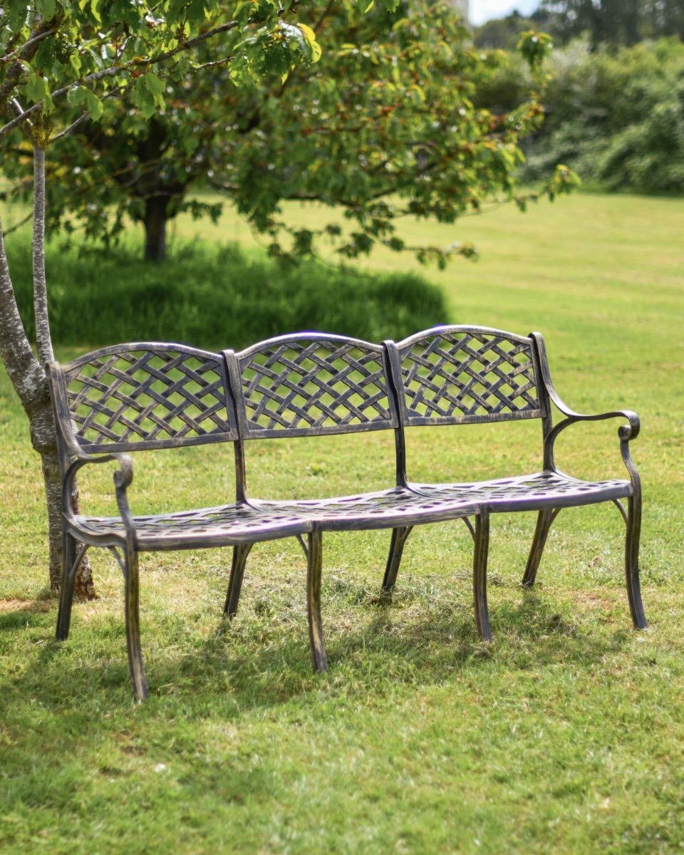 Brushed Gold "Philippa" Triple Cross Weave Bench
