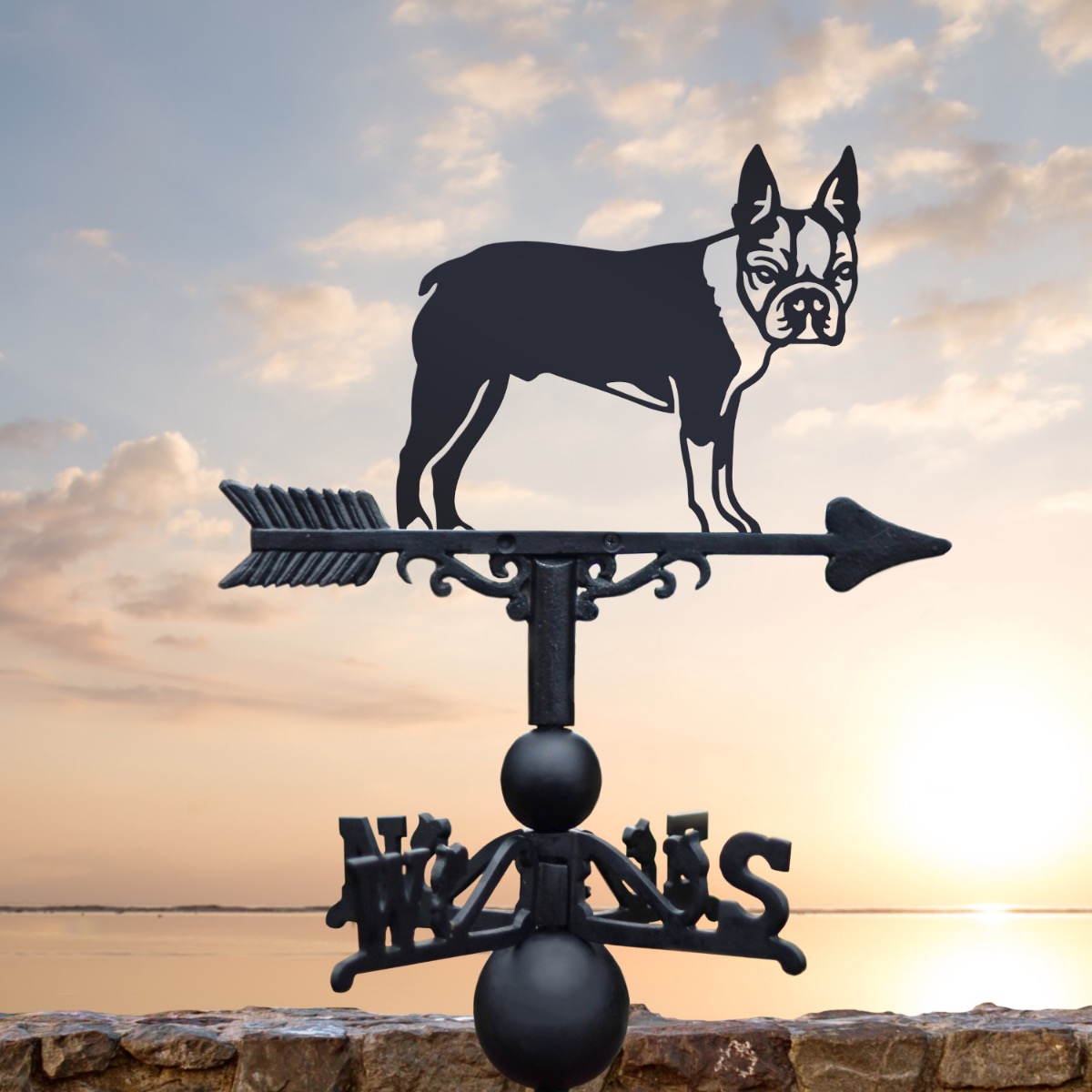 Cast Iron & Steel Boston Terrier Weathervane