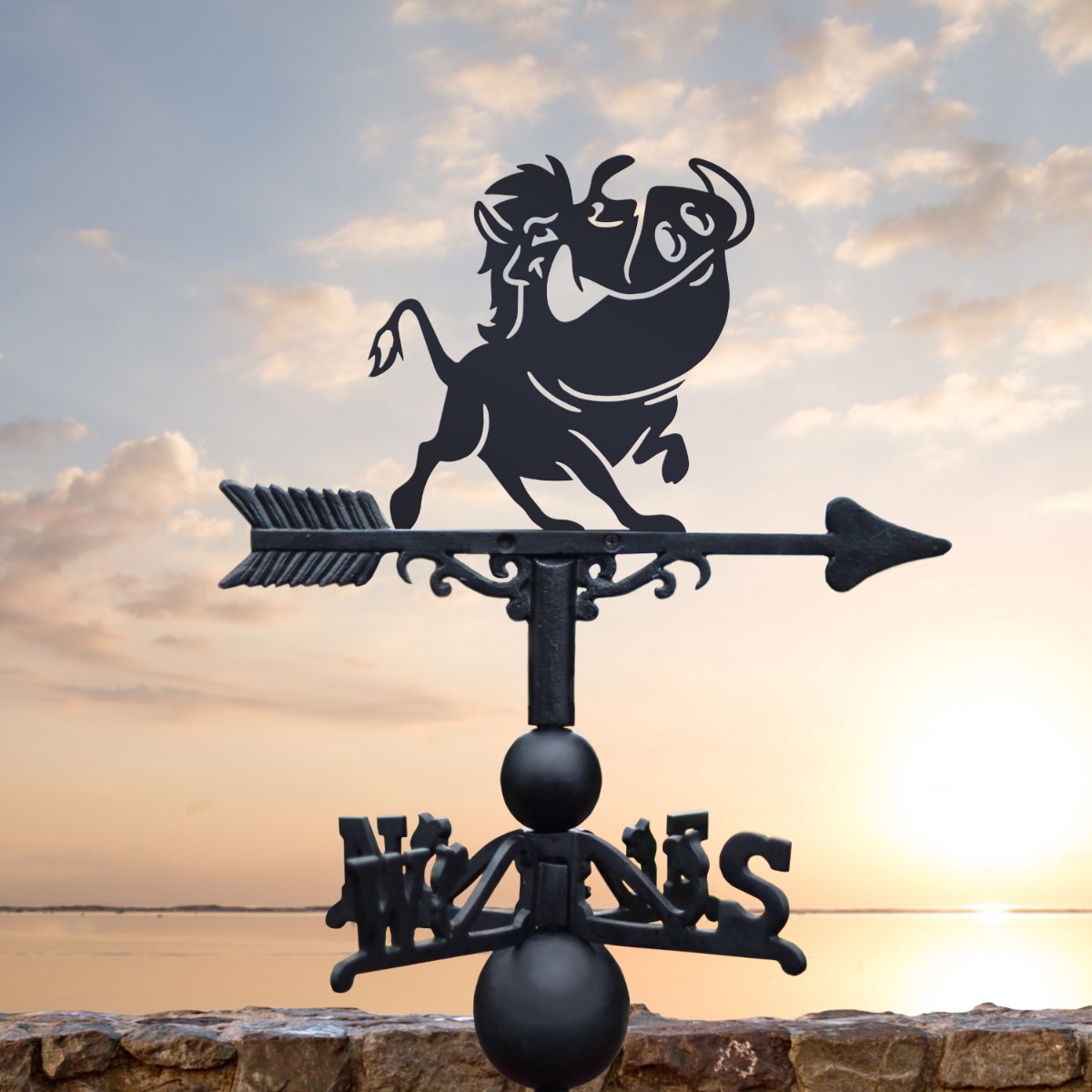 Cast Iron & Steel Cartoon Warthog Weathervane