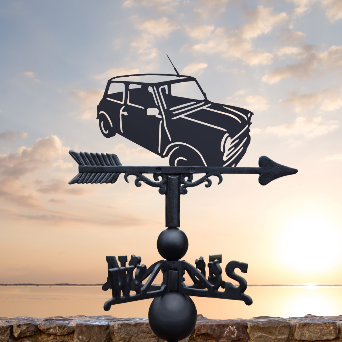 Cast Iron & Steel Classic Mini Cooper Weathervane