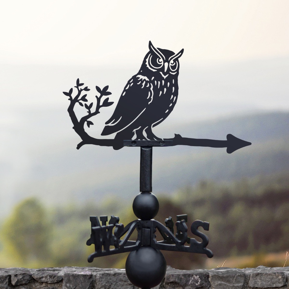 Cast Iron & Steel Great Horned Owl Weathervane