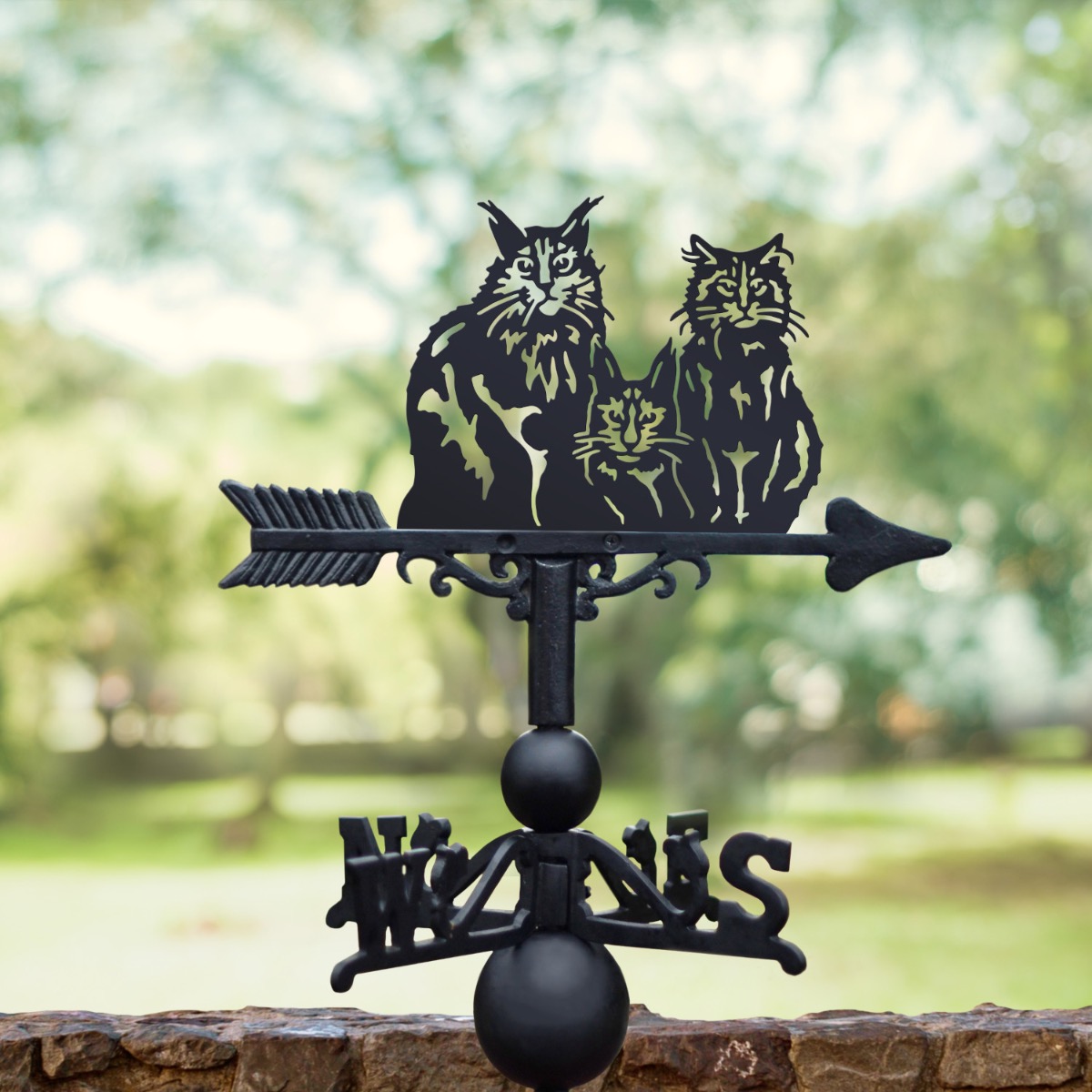 Cast Iron & Steel Trio Of Cats Weathervane