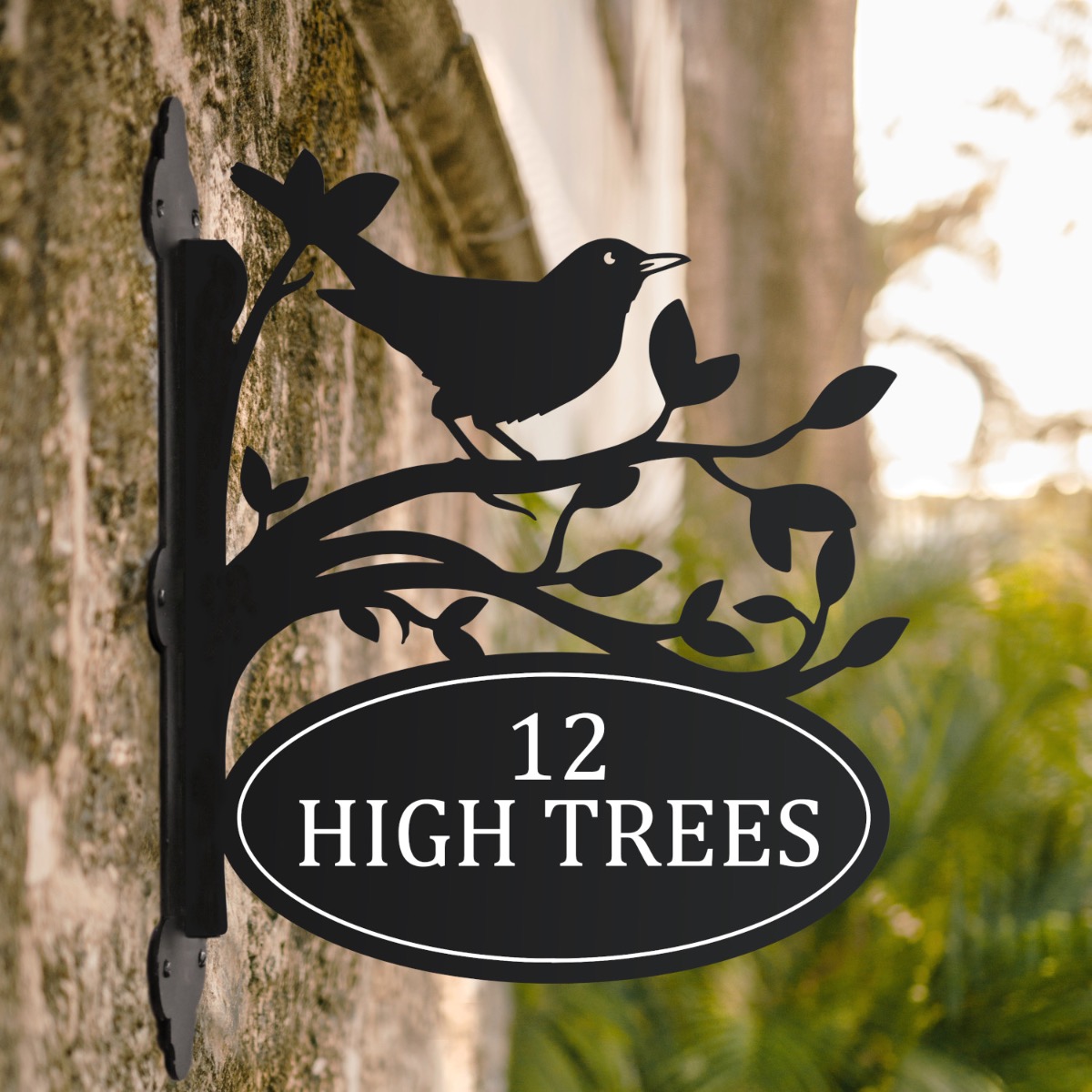 Common Blackbird Iron Bracket House Name Sign