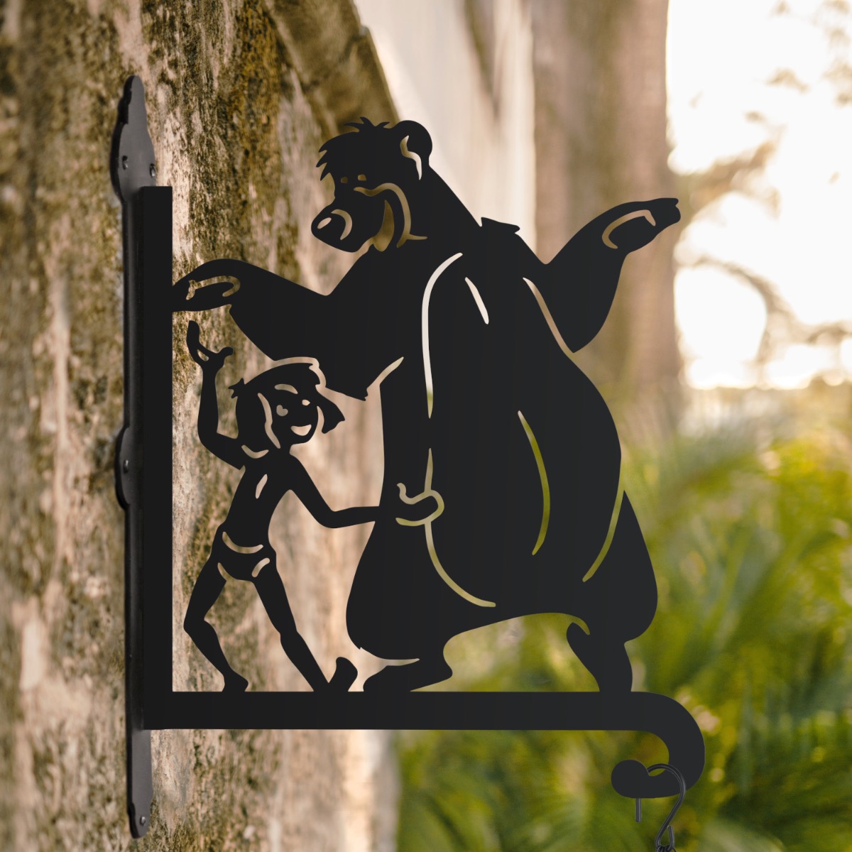 Dancing Boy & Bear Hanging Basket Bracket