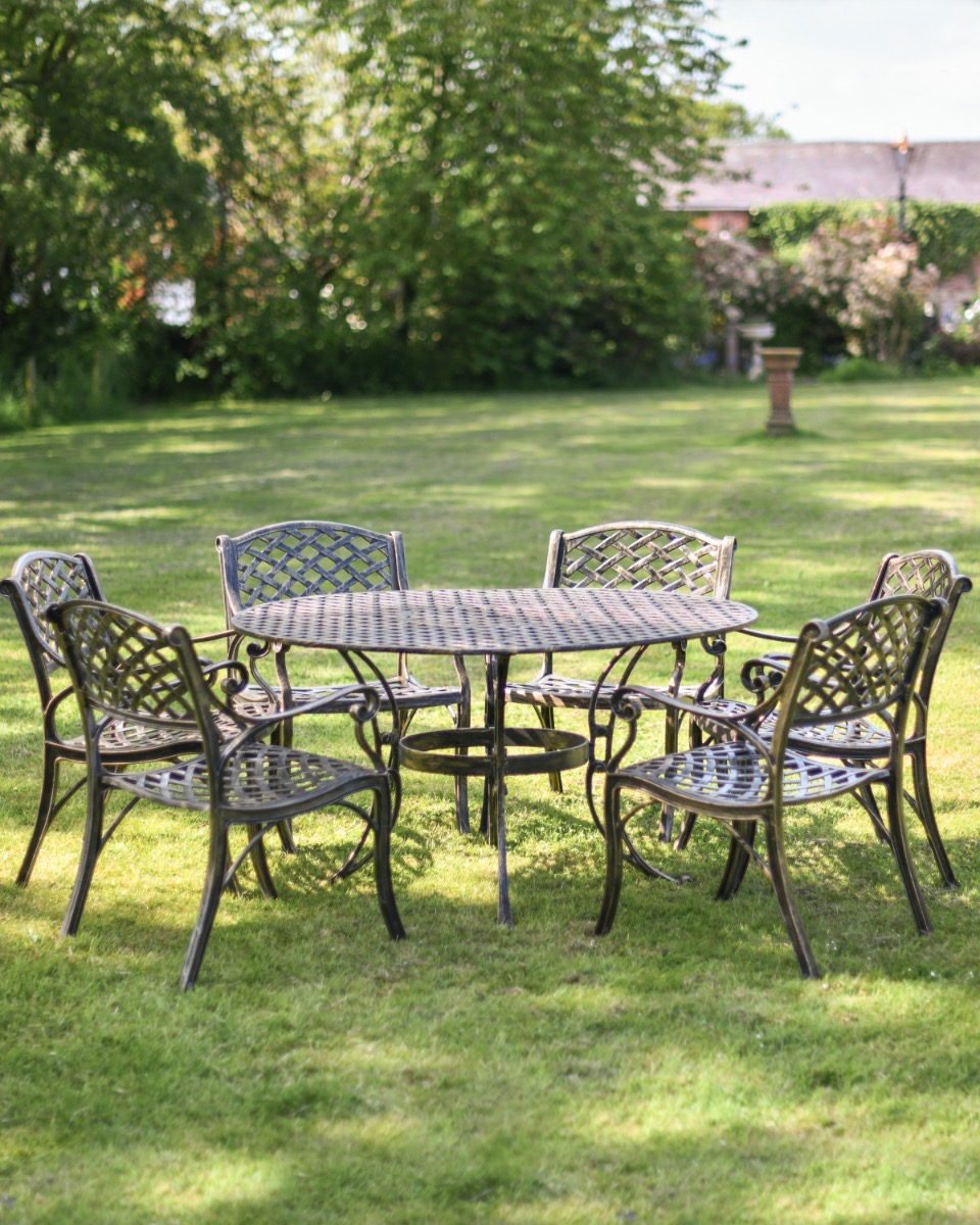 Deluxe "Amina" Outdoor Brushed Gold Furniture Set