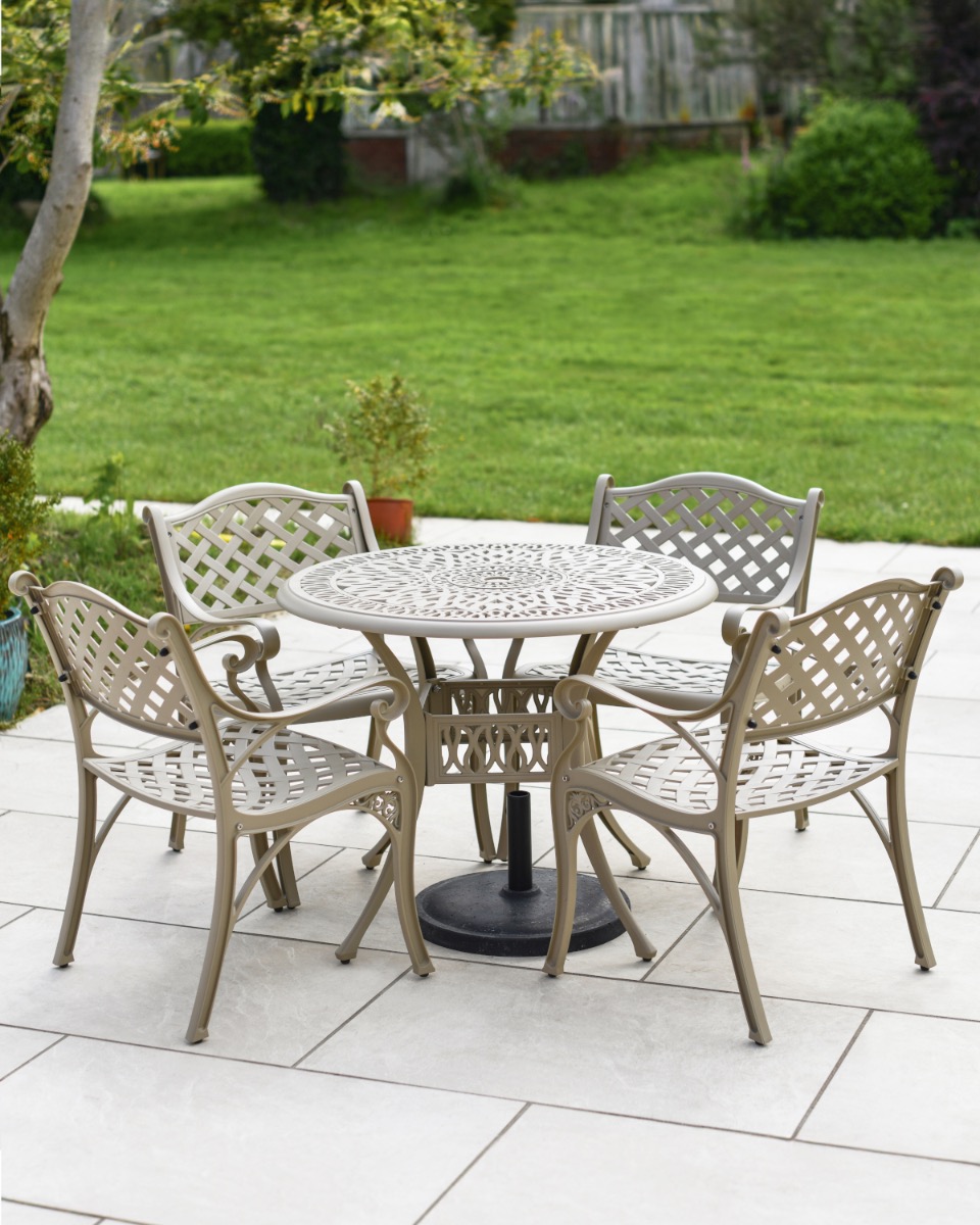 Deluxe 'Margot' Outdoor Four Seater Furniture Set In Champagne