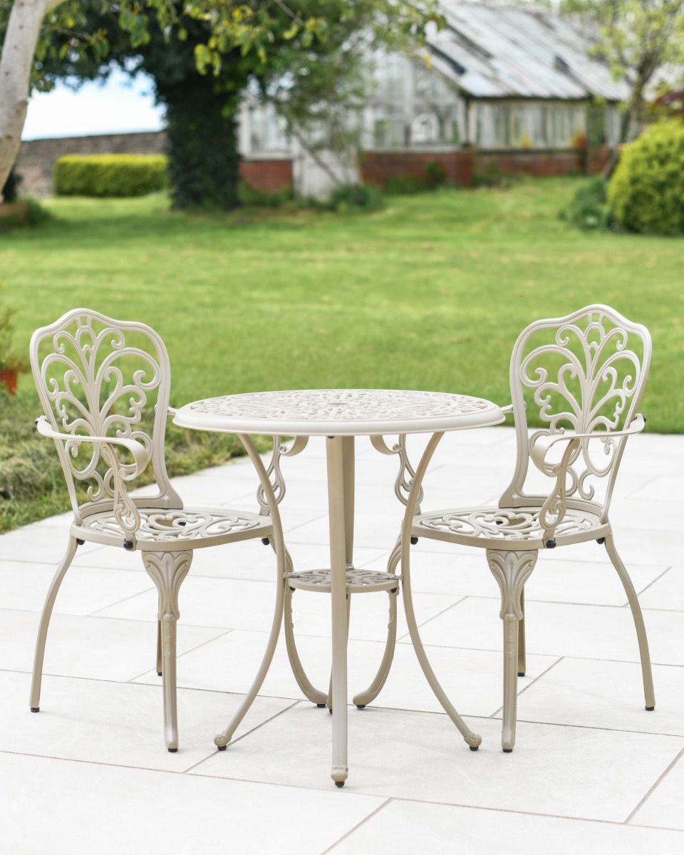 Deluxe "Isabella" Outdoor Two Seater Bistro Set In Champagne