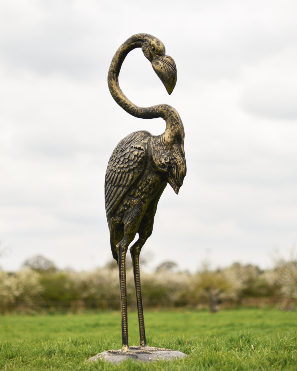 'Flossie' Flamingo Cast Aluminium Sculpture