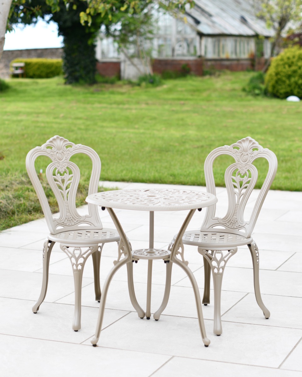 Deluxe 'Manor Hill' Outdoor Two Seater Bistro Set In Champagne