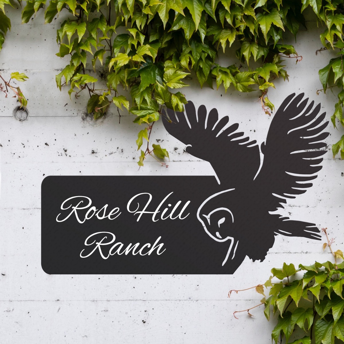 Steel Barn Owl House Name Sign