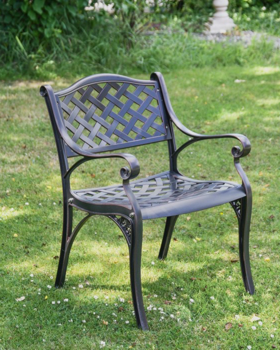 "Camilla" Antique Copper Cast Aluminium Garden Chair