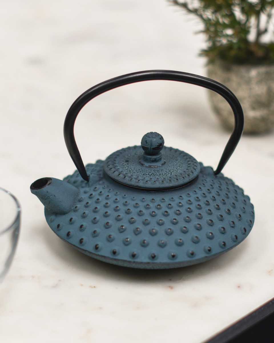 Cast Iron 'Miyako' Japanese Ocean Blue Teapot