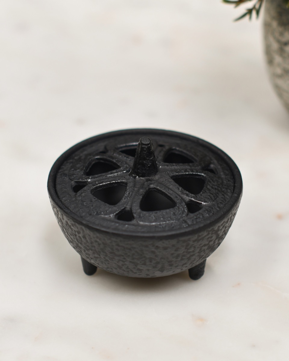 Cast Iron "Sakata" Japanese Black Incense Burner