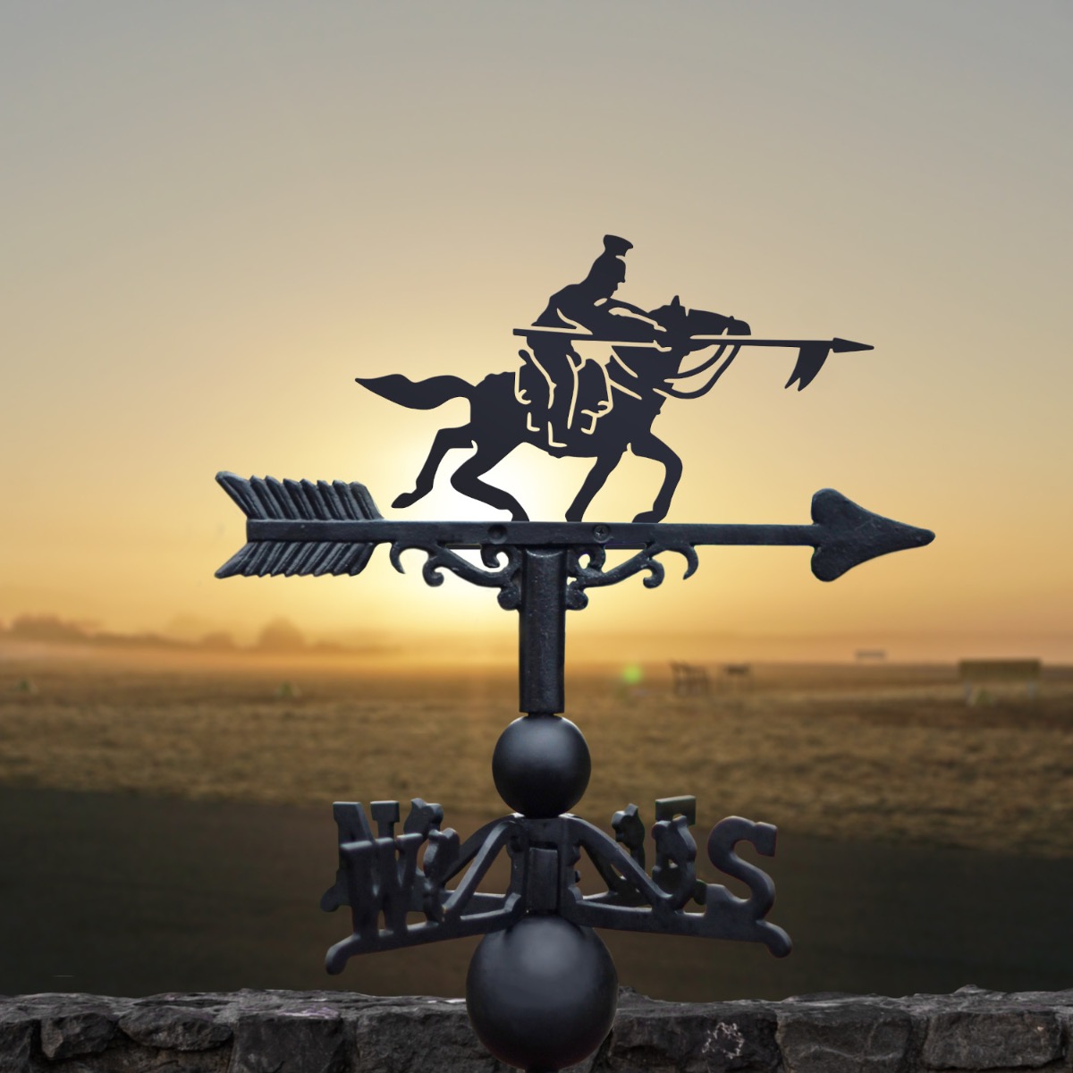 Cast Iron & Steel Crimean War British Lancer Cavalry Weathervane