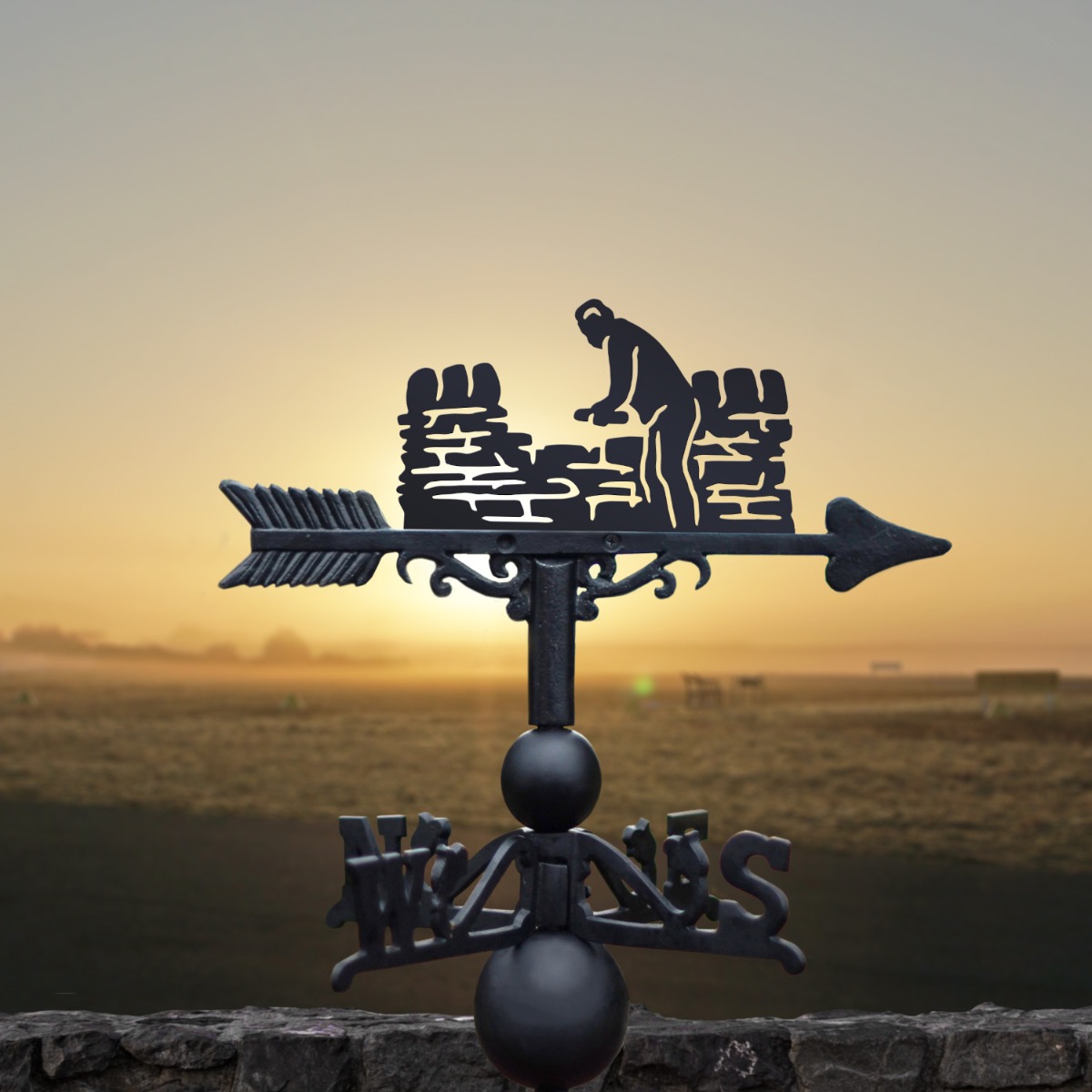 Cast Iron & Steel Dry Stone Waller Weathervane