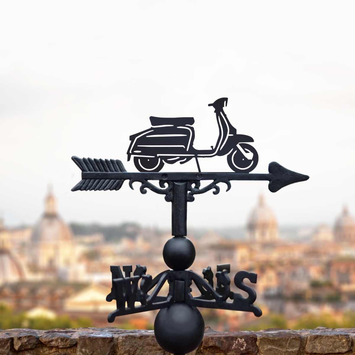 Cast Iron & Steel Lambretta Scooter Weathervane
