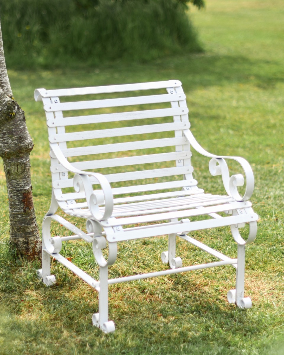 "Chatham" One Seater Metal Garden Bench - Cream