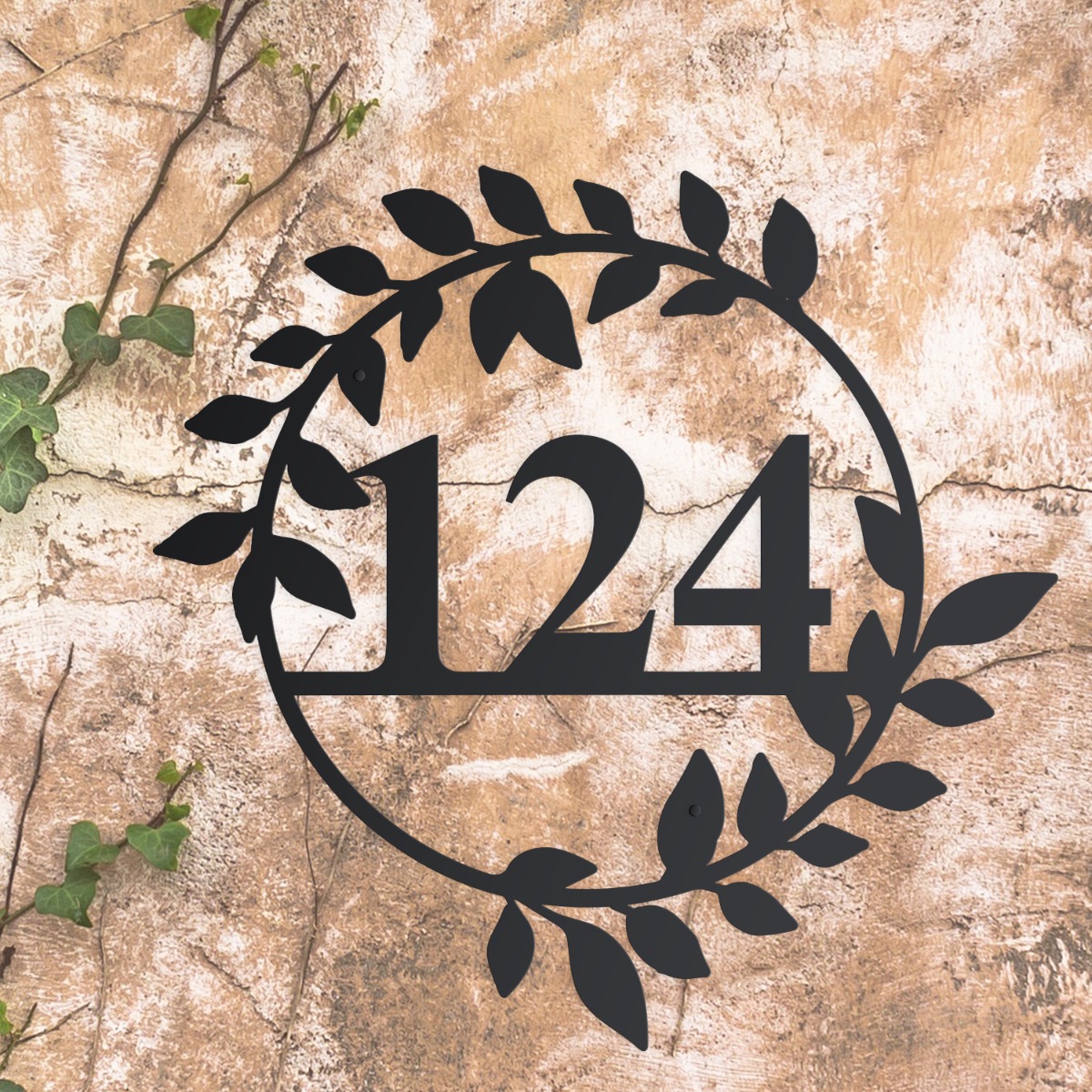 Circular Leafy House Number Sign