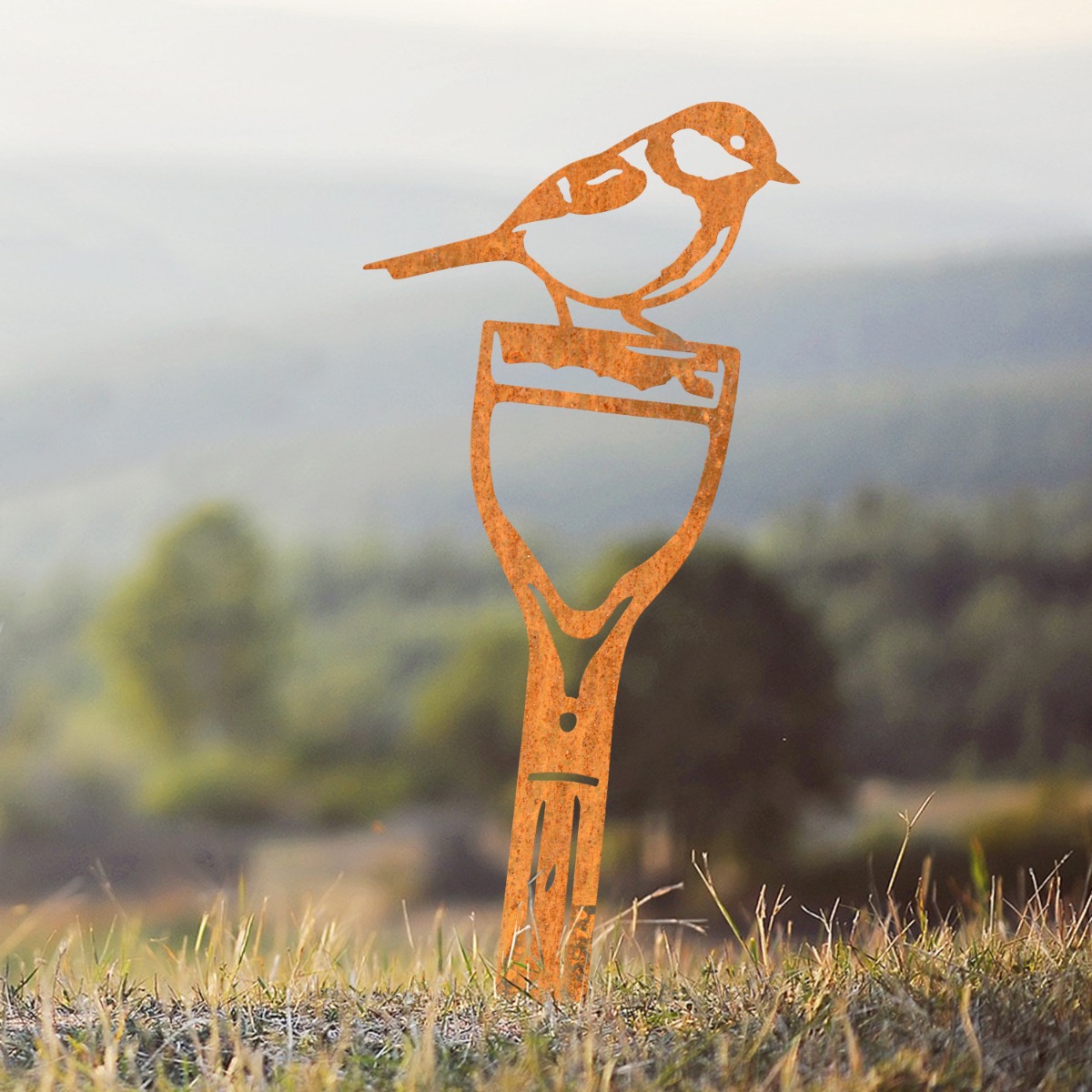Steel Rustic Great Tit Silhouette
