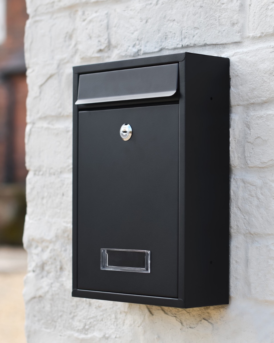 Steel Wall Mounted Contemporary Post Box In Black