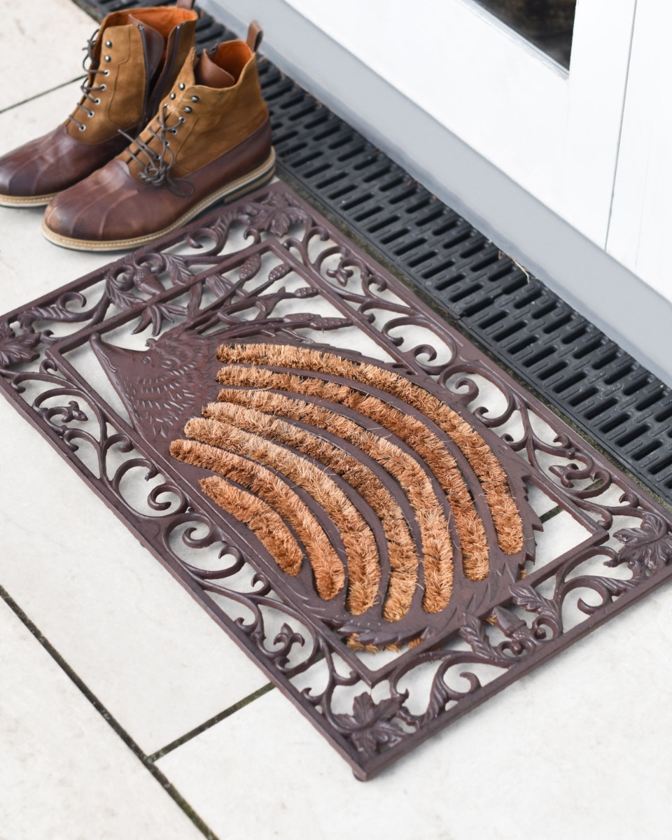 Cast Iron "Hedgerow" Hedgehog Door Mat & Boot Scraper in Rustic