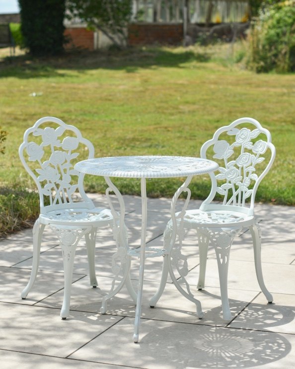 Deluxe "Helena" White Garden Two Seater Bistro Set
