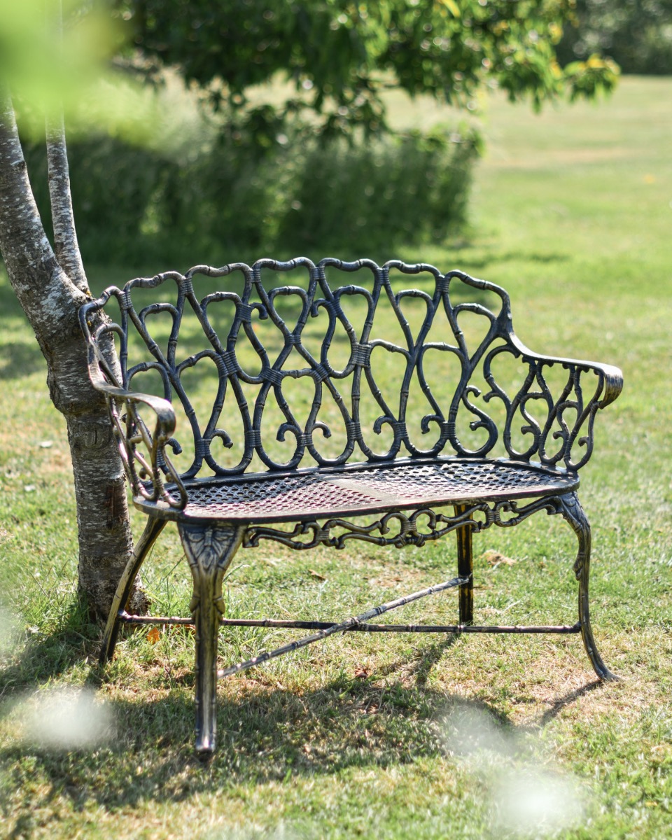 Deluxe "Olivié" Two Seater Brushed Gold Garden Bench