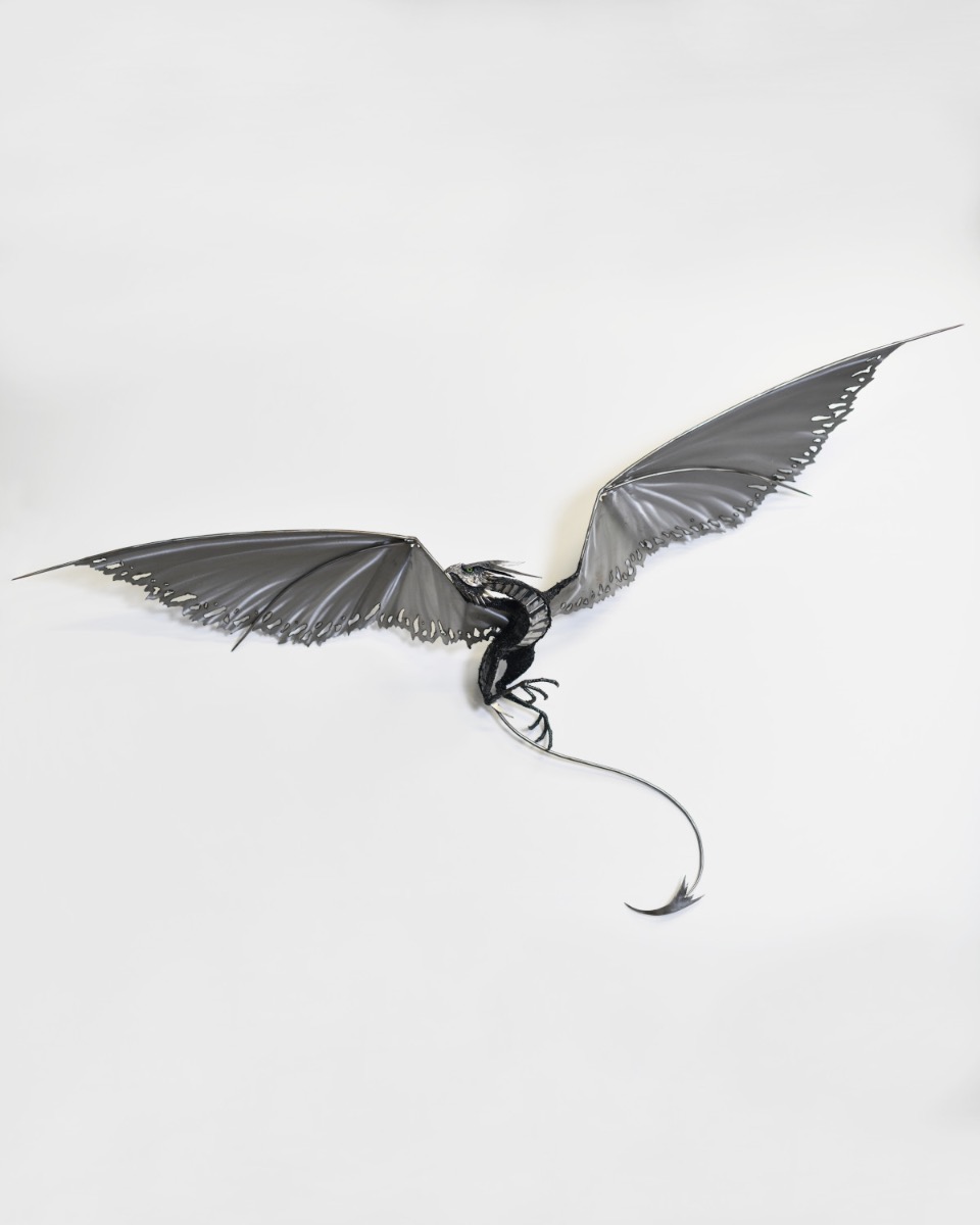 "Kaida" Black Dragon Wall Art (Artist Piece)