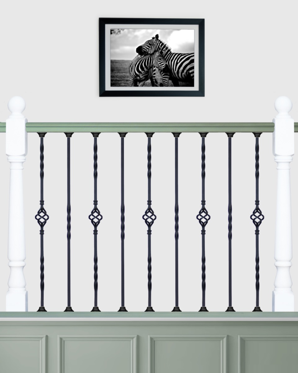 Set of 2 Steel "Redbridge & Lindley" Stair Spindles in Matte Black (Pattern 5)