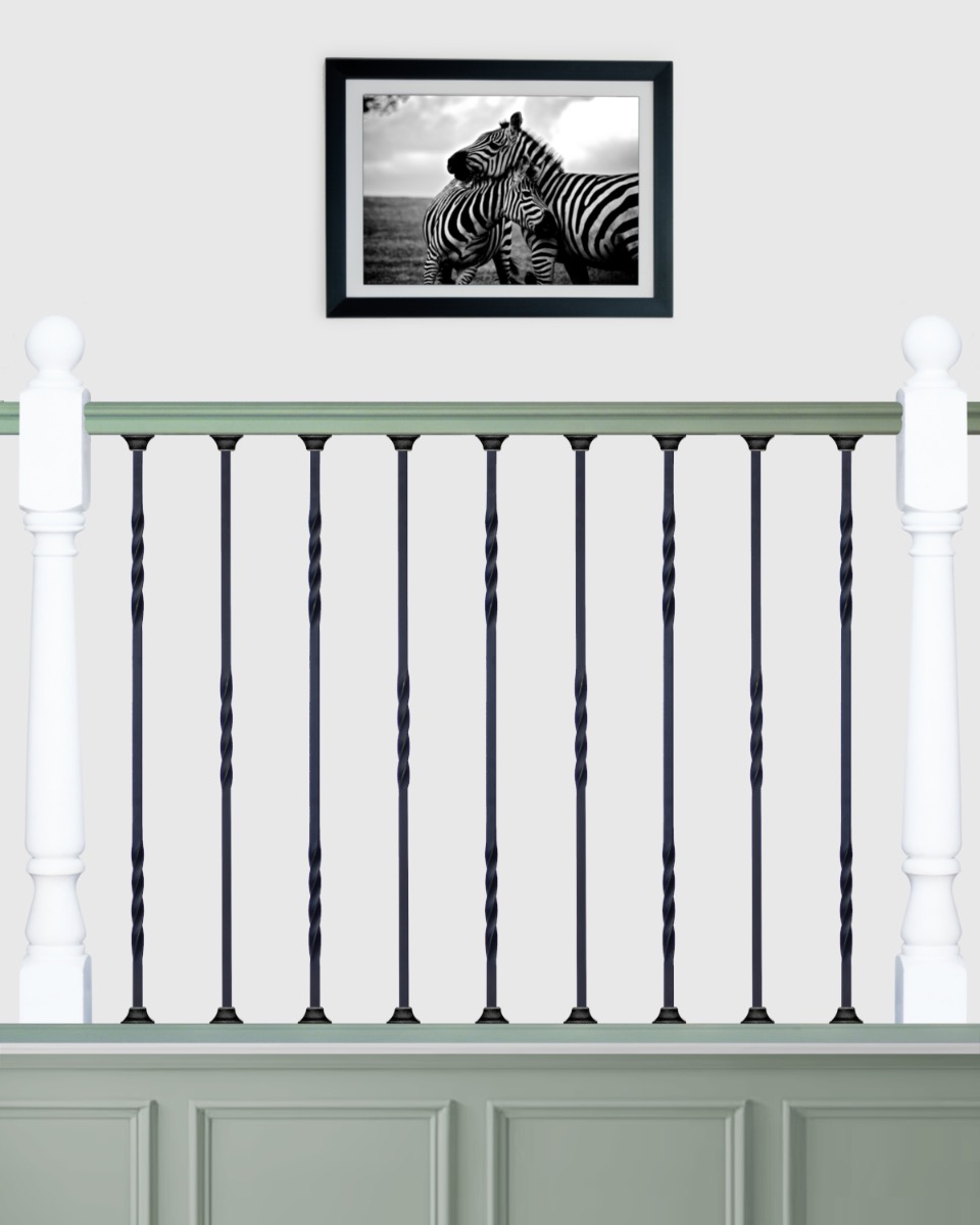 Set of 2 Steel "Redbridge & Trinity" Stair Spindles in Matte Black (Pattern 4)