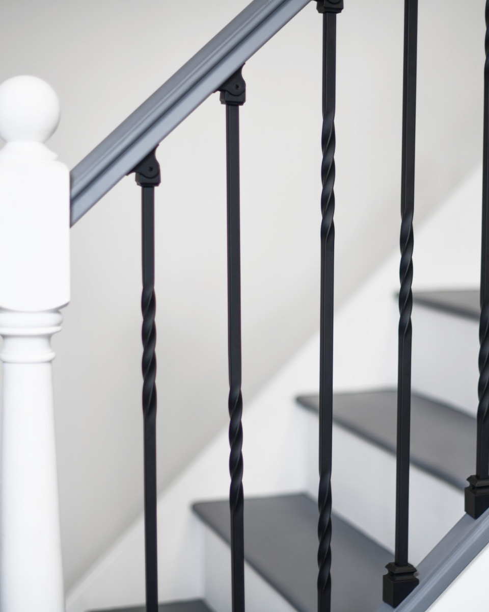 Set of 2 Steel "Redbridge & Trinity" Stair Spindles in Matte Black (Pattern 4) Pattern