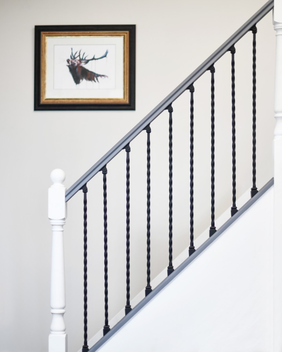 Steel 'Gonville' Continuous Twist Stair Spindle In Matte Black - Brackets I…