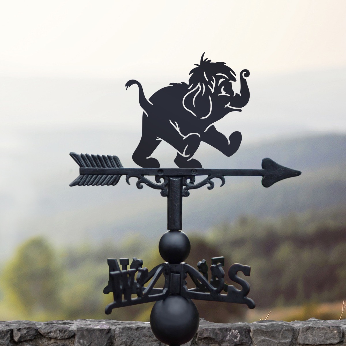 Cast Iron & Steel Elephant Calf Weathervane