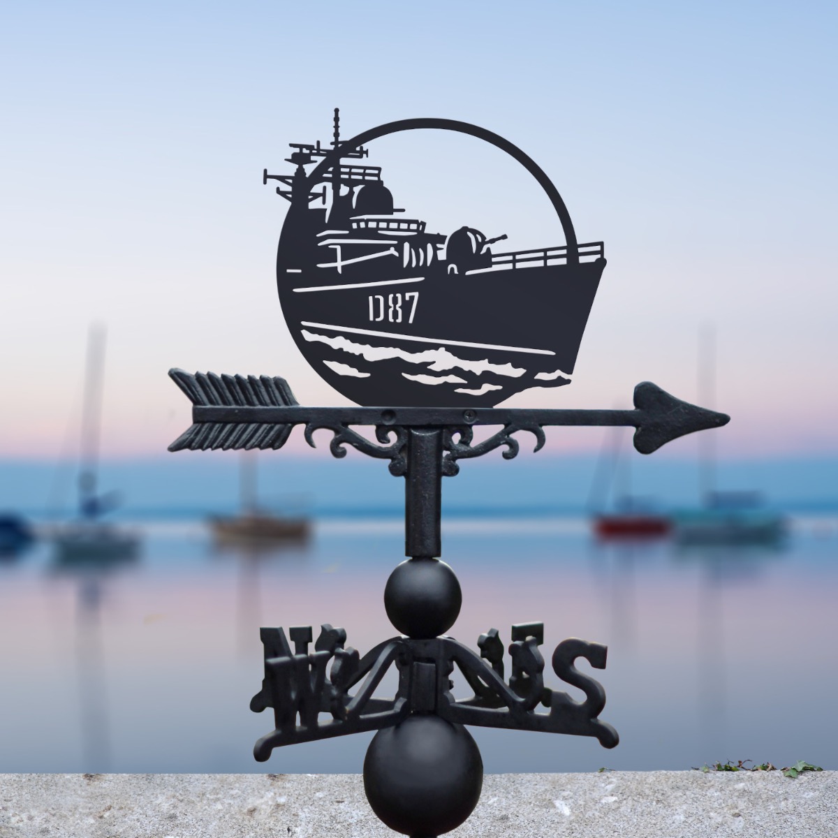 Cast Iron & Steel HMS Newcastle Weathervane