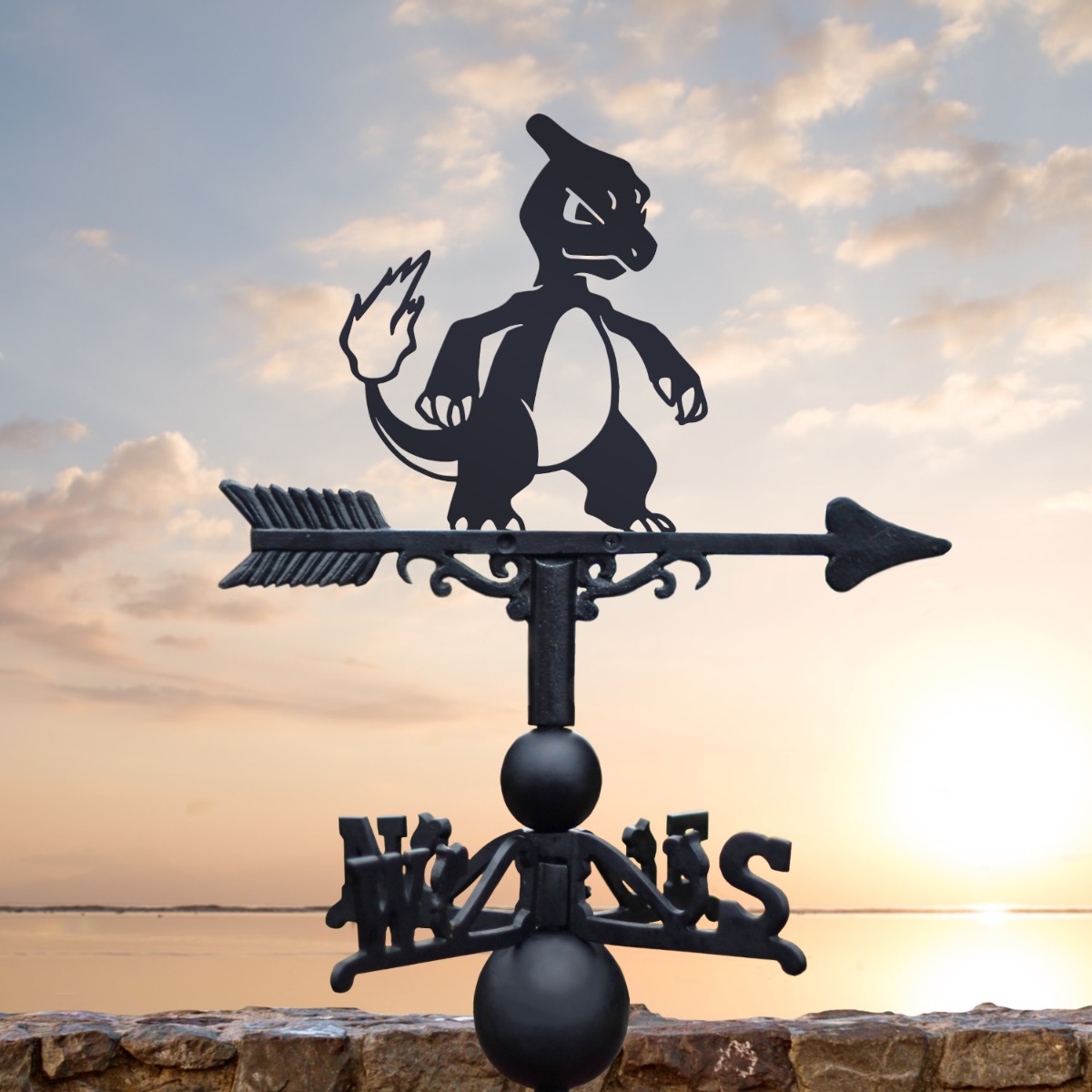Cast Iron & Steel Penultimate Dragon Fire Monster Weathervane