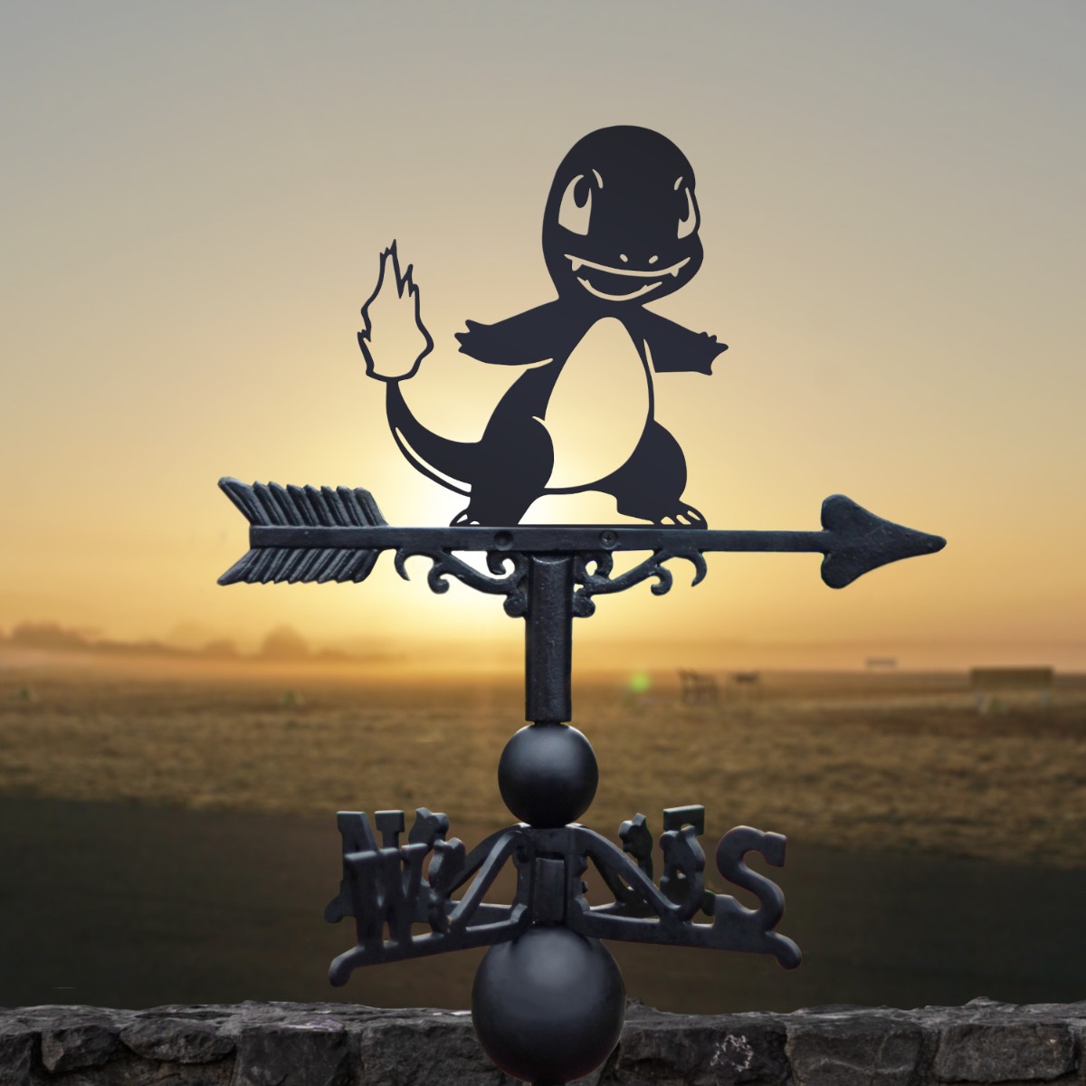 Cast Iron & Steel Starter Dragon Fire Monster Weathervane