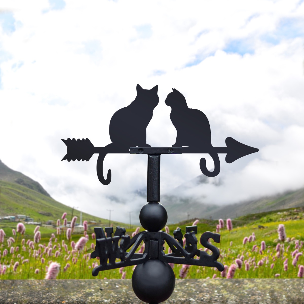 Cast Iron & Steel Two Cats Weathervane