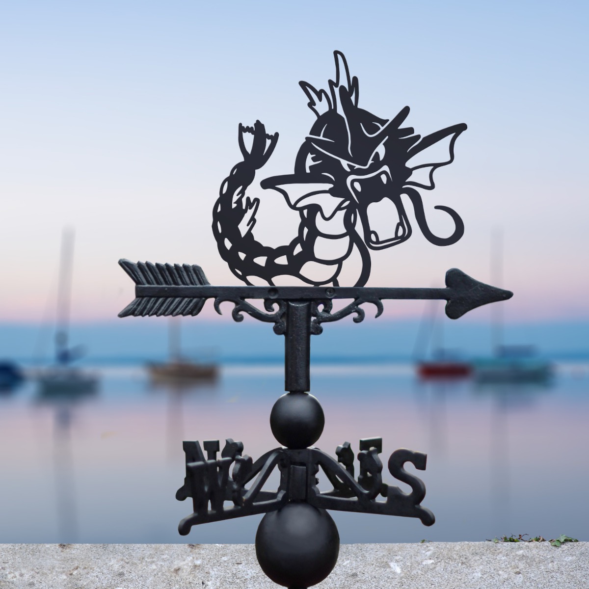 Cast Iron & Steel Ultimate Dragon Water Monster Weathervane
