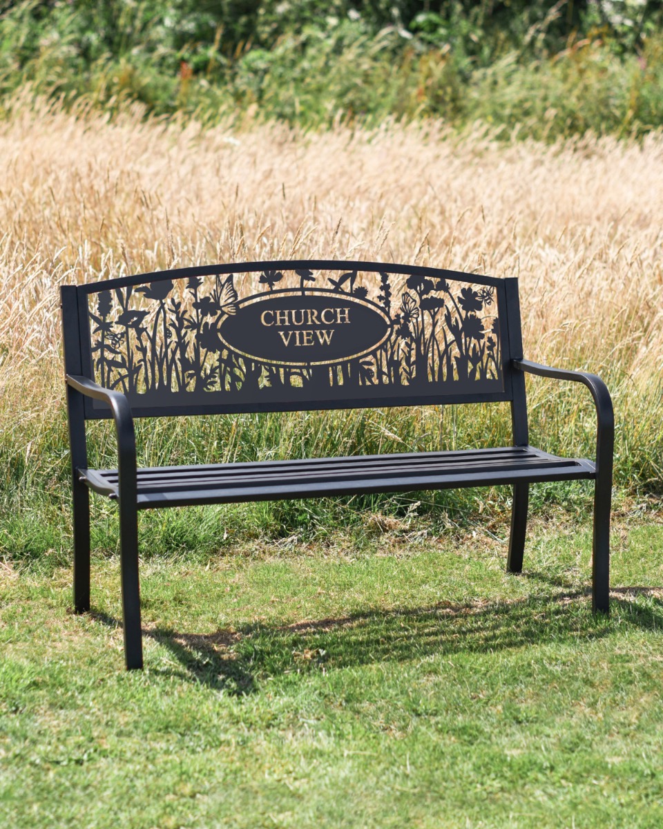 "The Meadow" Personalised Black Park Bench