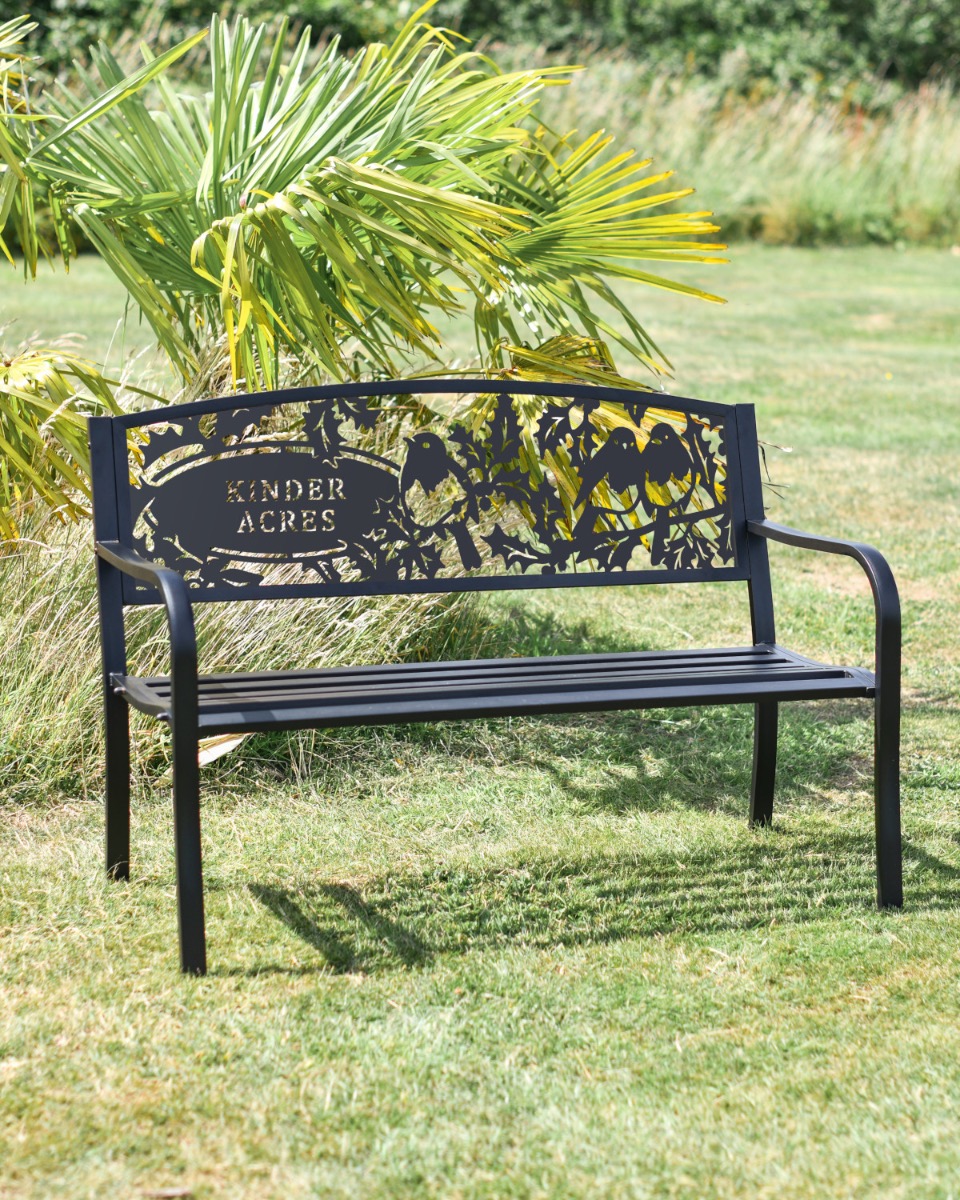 "The Robin Roost" Personalised Black Park Bench