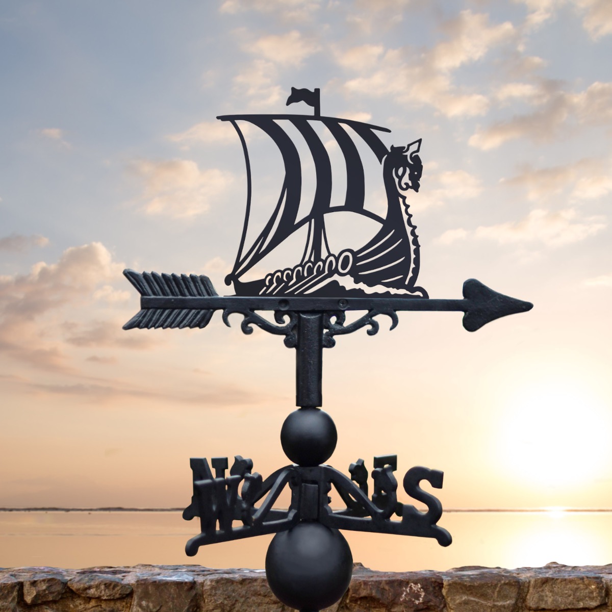 Cast Iron & Steel Viking Ship Weathe…