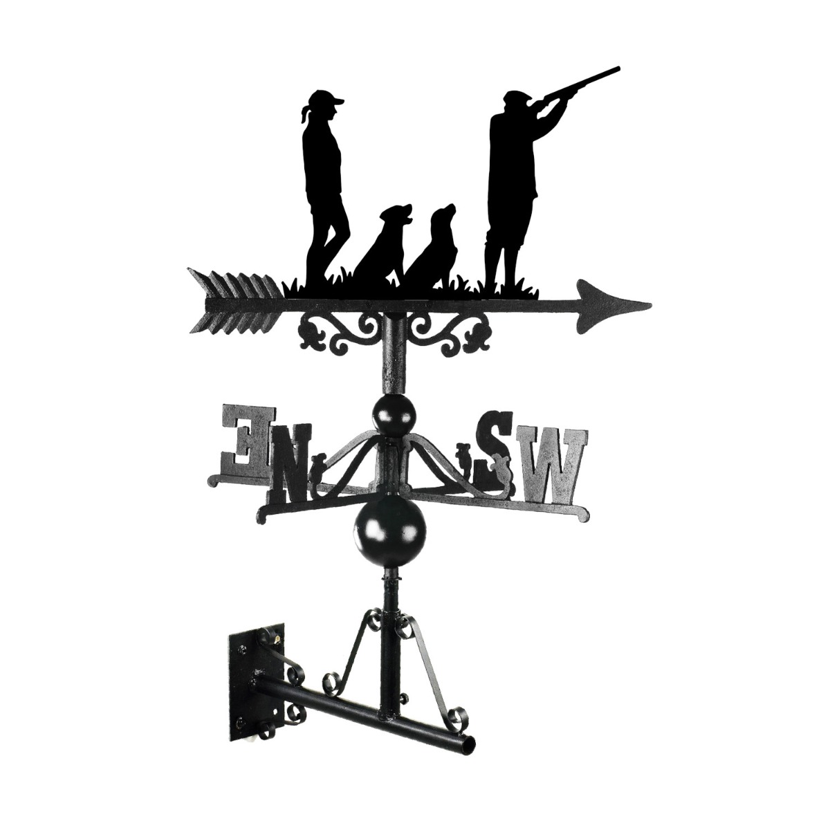 Cast Iron & Steel Game Season Shooting Weathervane on a White Background